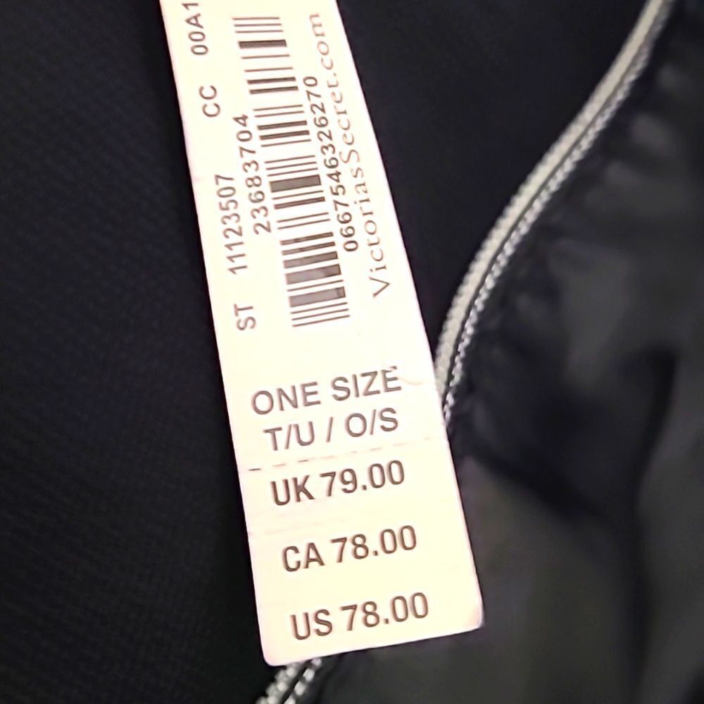 Victoria's Secret Black Tote, Metallic Trim, Logo in Shiny Gold on Front, NWT - Picture 9 of 10